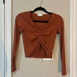 Altr’d State Rust Long Sleeve Ruched Top